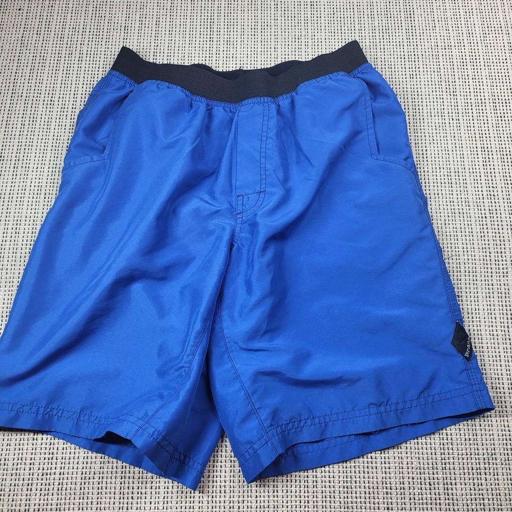 PrAna Shorts Mens Medium Blue Solid Swim Trunks Elastic Waist Pockets Casual
